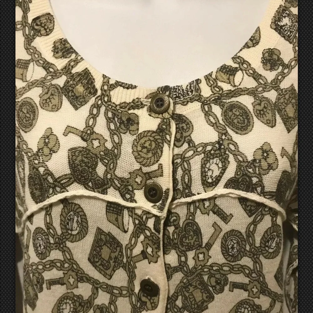 CHARLIE & ROBIN Anthropologie Charmed Keychain Cardigan Sweater Lightweight